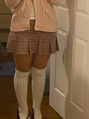 Vintage y2k Brown Pink Mini plaid skirt
